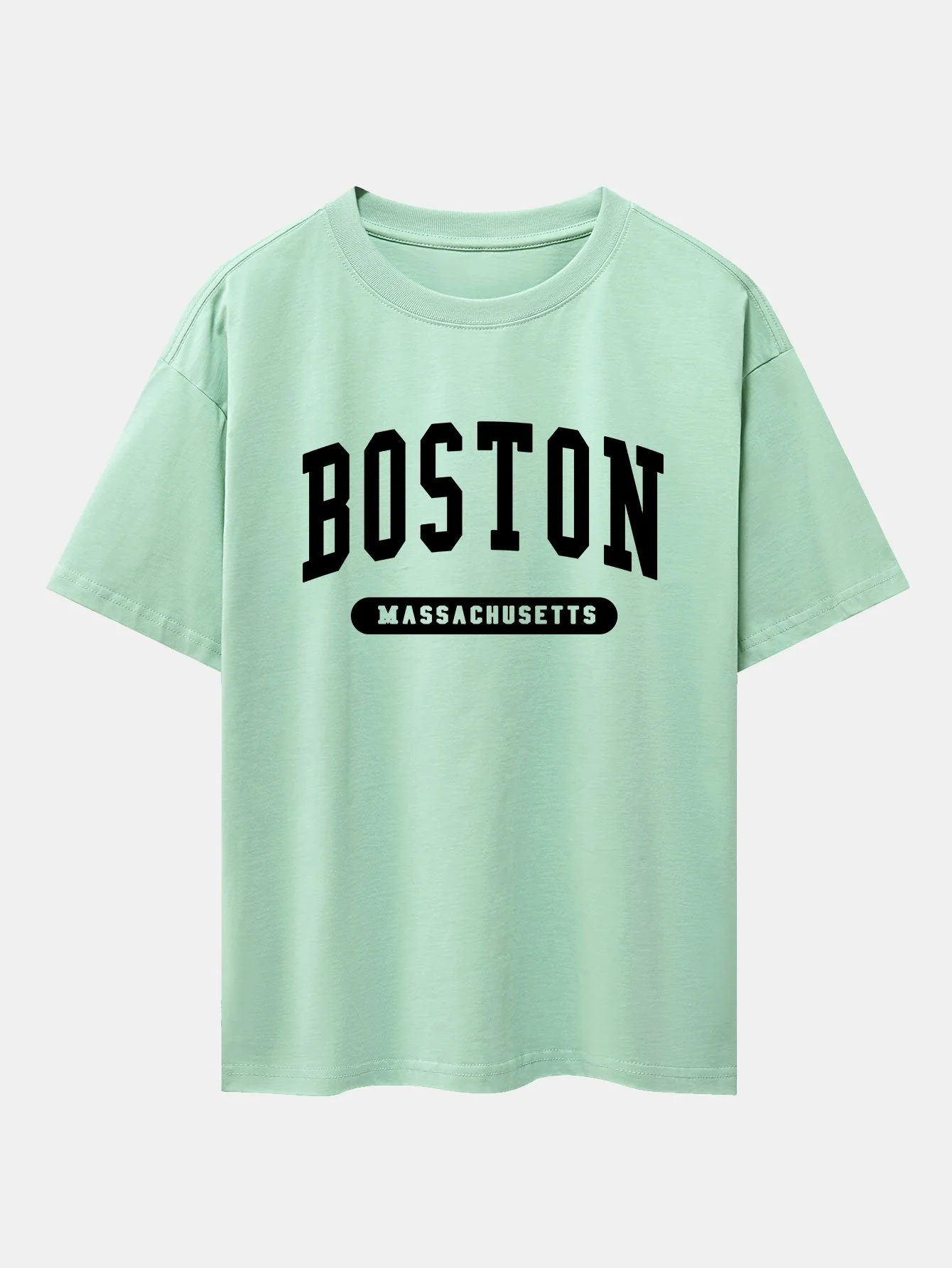 Boston Slogan Print Drop Shoulder Oversize T-Shirt - Image 10