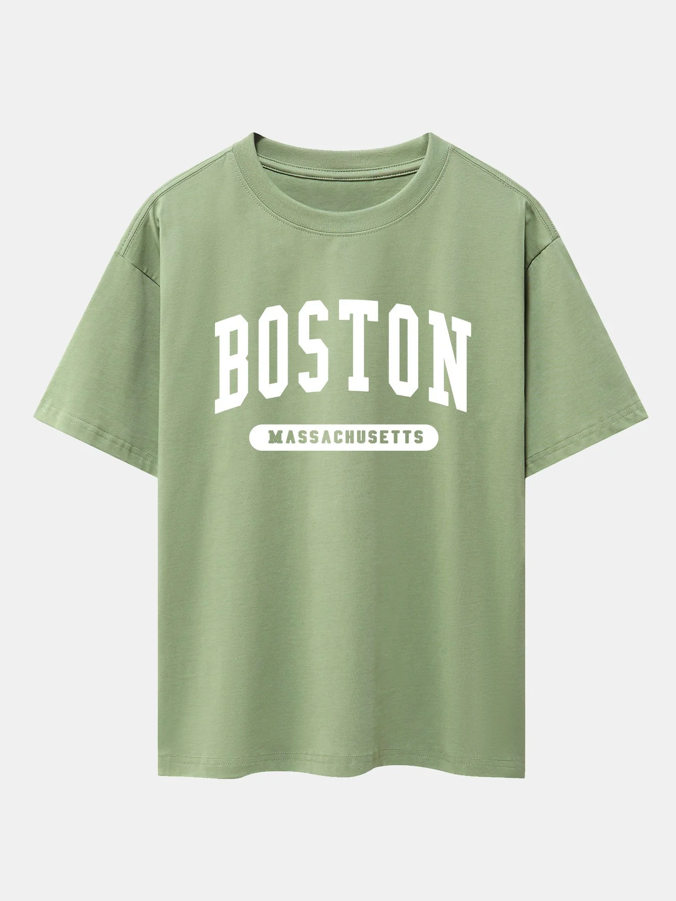 Boston Slogan Print Drop Shoulder Oversize T-Shirt - Image 12