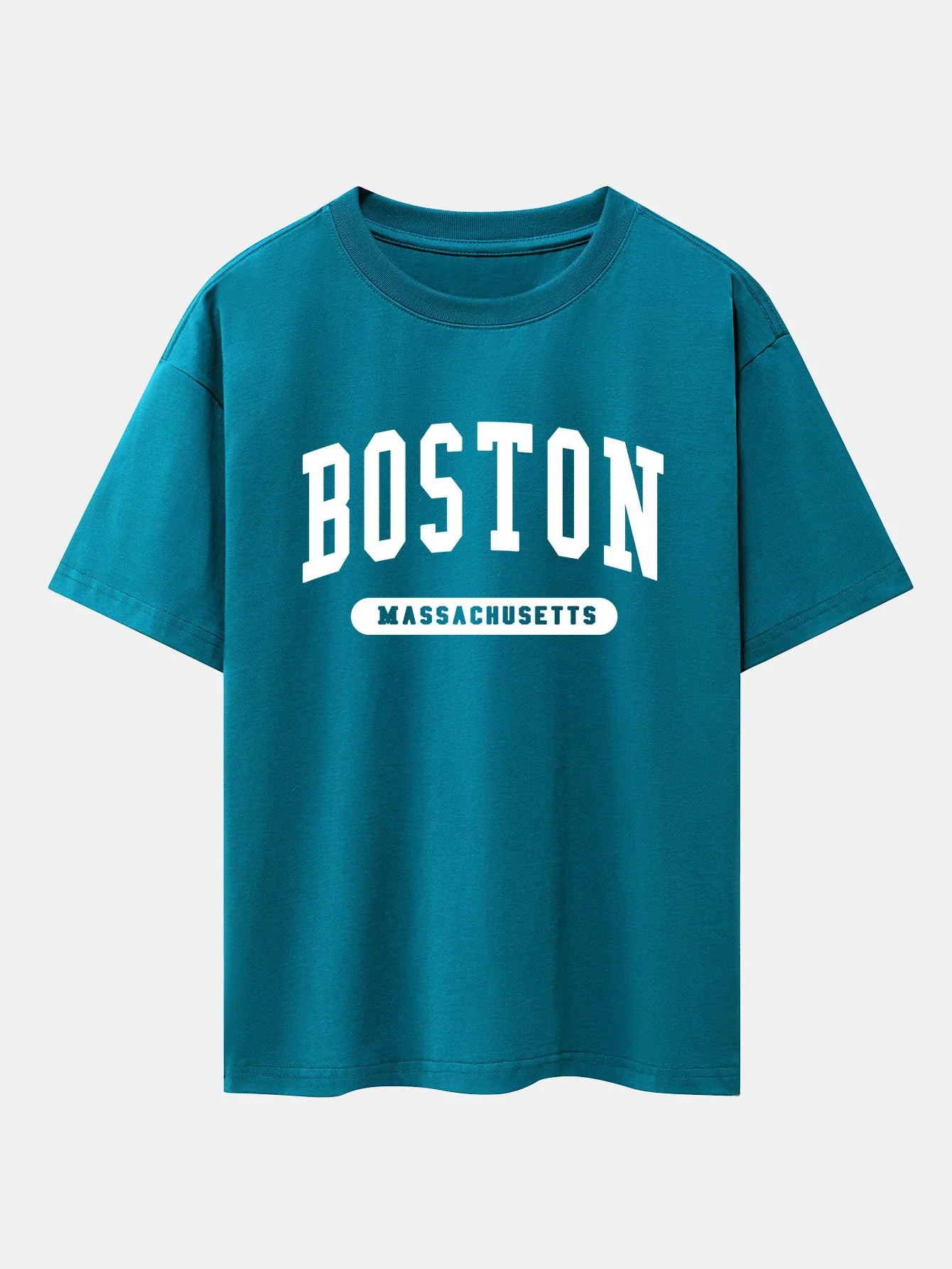 Boston Slogan Print Drop Shoulder Oversize T-Shirt - Image 13