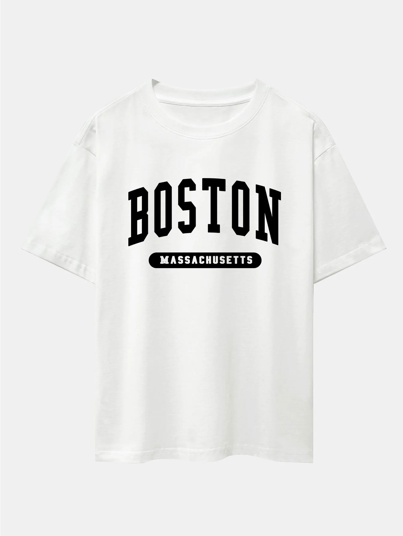 Boston Slogan Print Drop Shoulder Oversize T-Shirt - Image 2