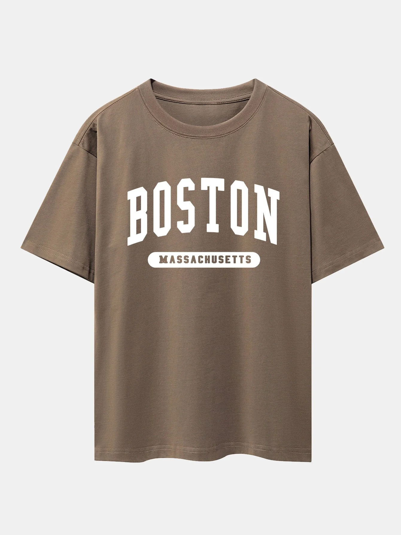 Boston Slogan Print Drop Shoulder Oversize T-Shirt - Image 4