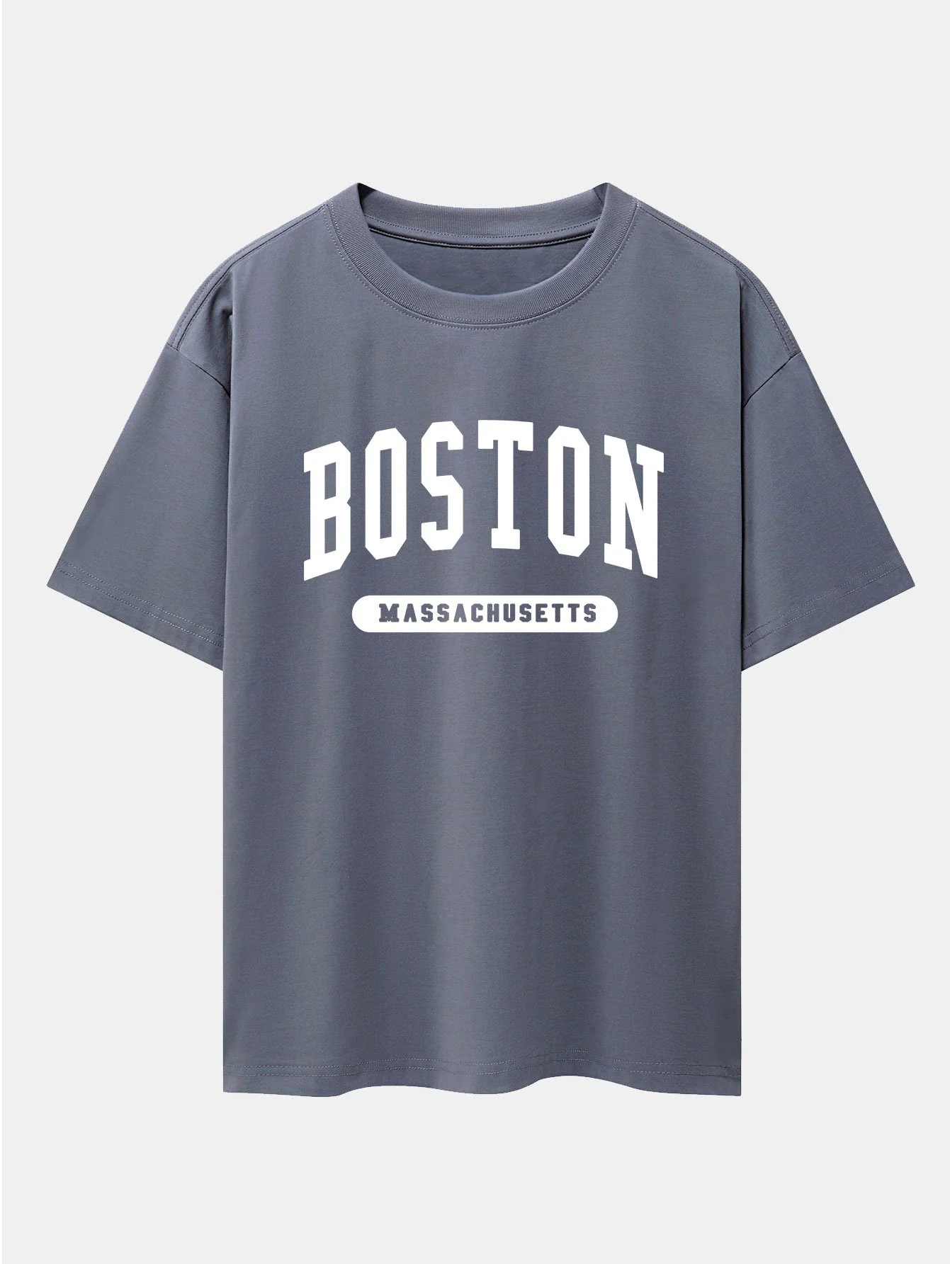 Boston Slogan Print Drop Shoulder Oversize T-Shirt - Image 5