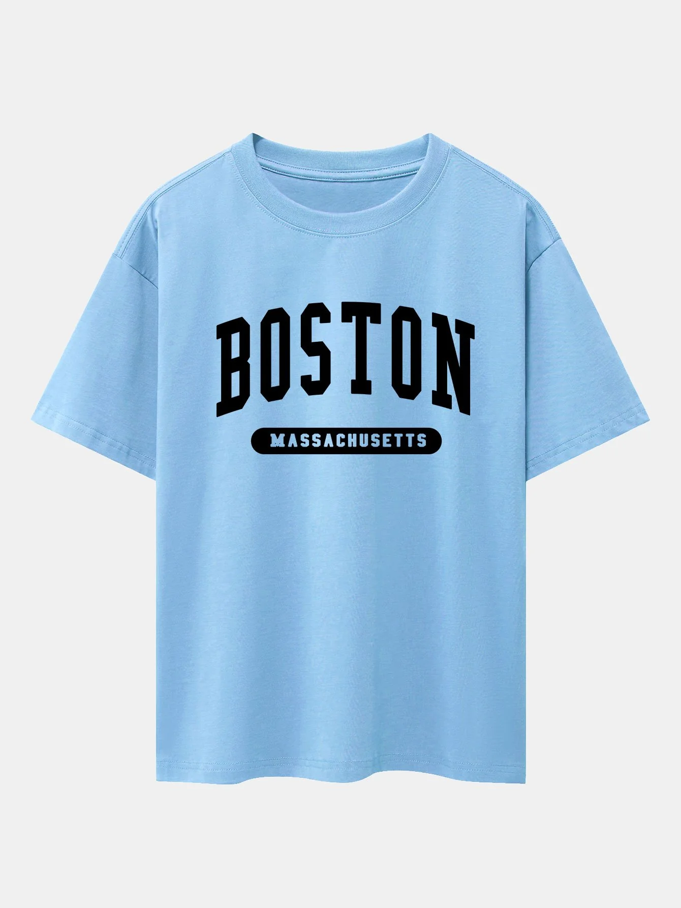 Boston Slogan Print Drop Shoulder Oversize T-Shirt - Image 8