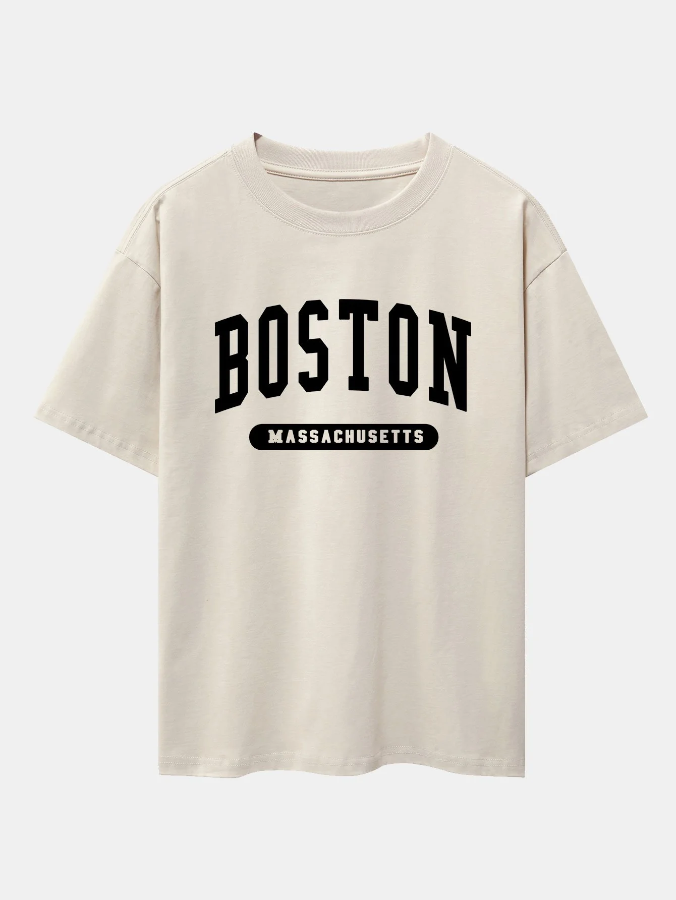 Boston Slogan Print Drop Shoulder Oversize T-Shirt - Image 9