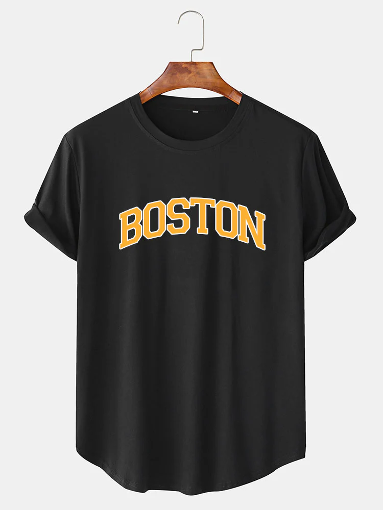Boston Gelbe Druck T-Shirt