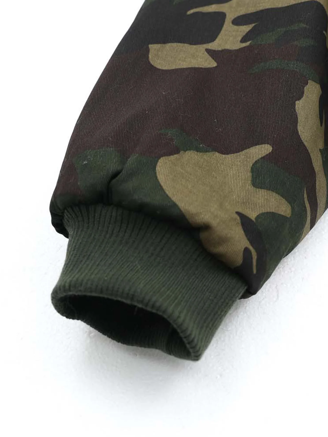 Boxy Tarnmuster Kunstpelzkragen Kapuzenjacke - Image 8
