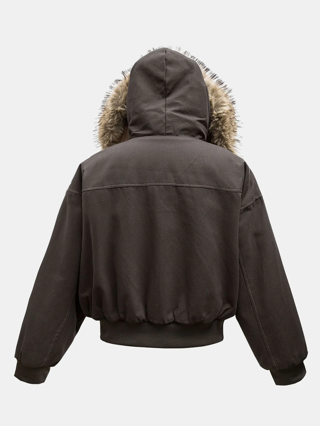 Boxy Kunstpelzkragen Kapuzenjacke - Image 2