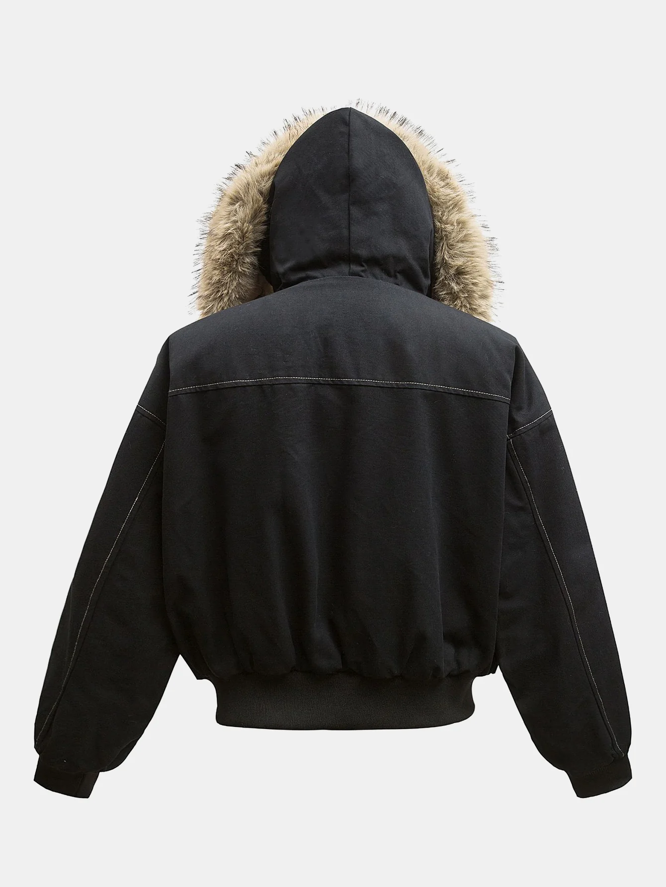 Boxy Kunstpelzkragen Kapuzenjacke - Image 4