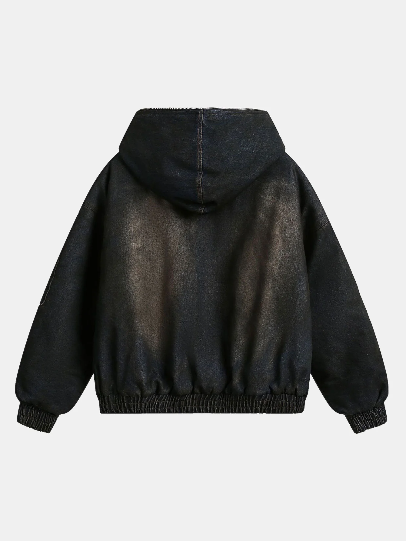 Boxy Kunstpelzkragen Gewaschene Denim Kapuzenjacke - Image 3