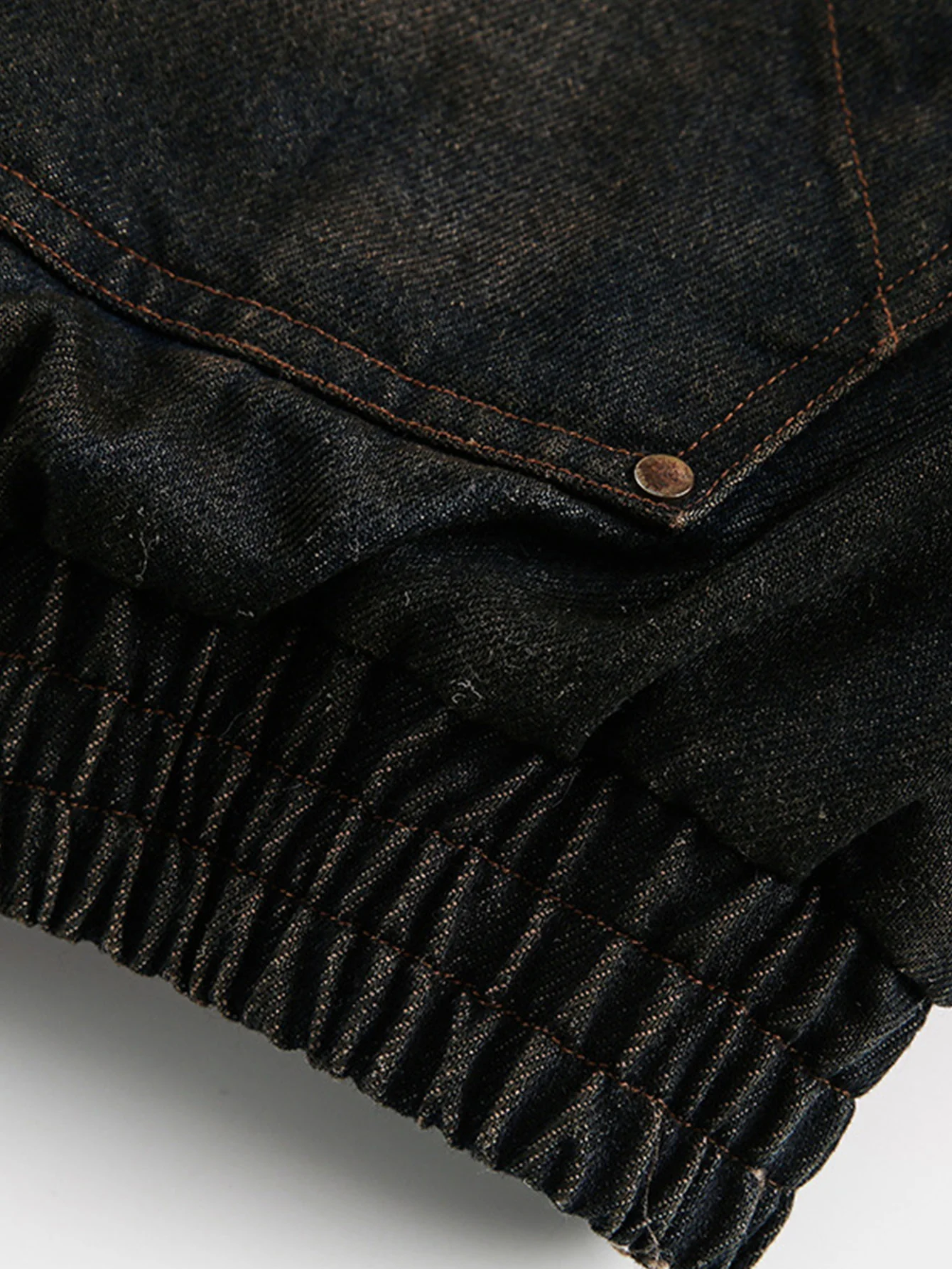 Boxy Kunstpelzkragen Gewaschene Denim Kapuzenjacke - Image 8