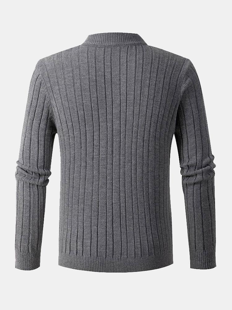 Geflochtener Stehkragen Viertel-Reißverschluss Pullover - Image 6