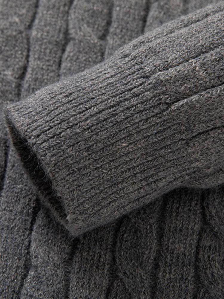 Geflochtener Stehkragen Viertel-Reißverschluss Pullover - Image 9