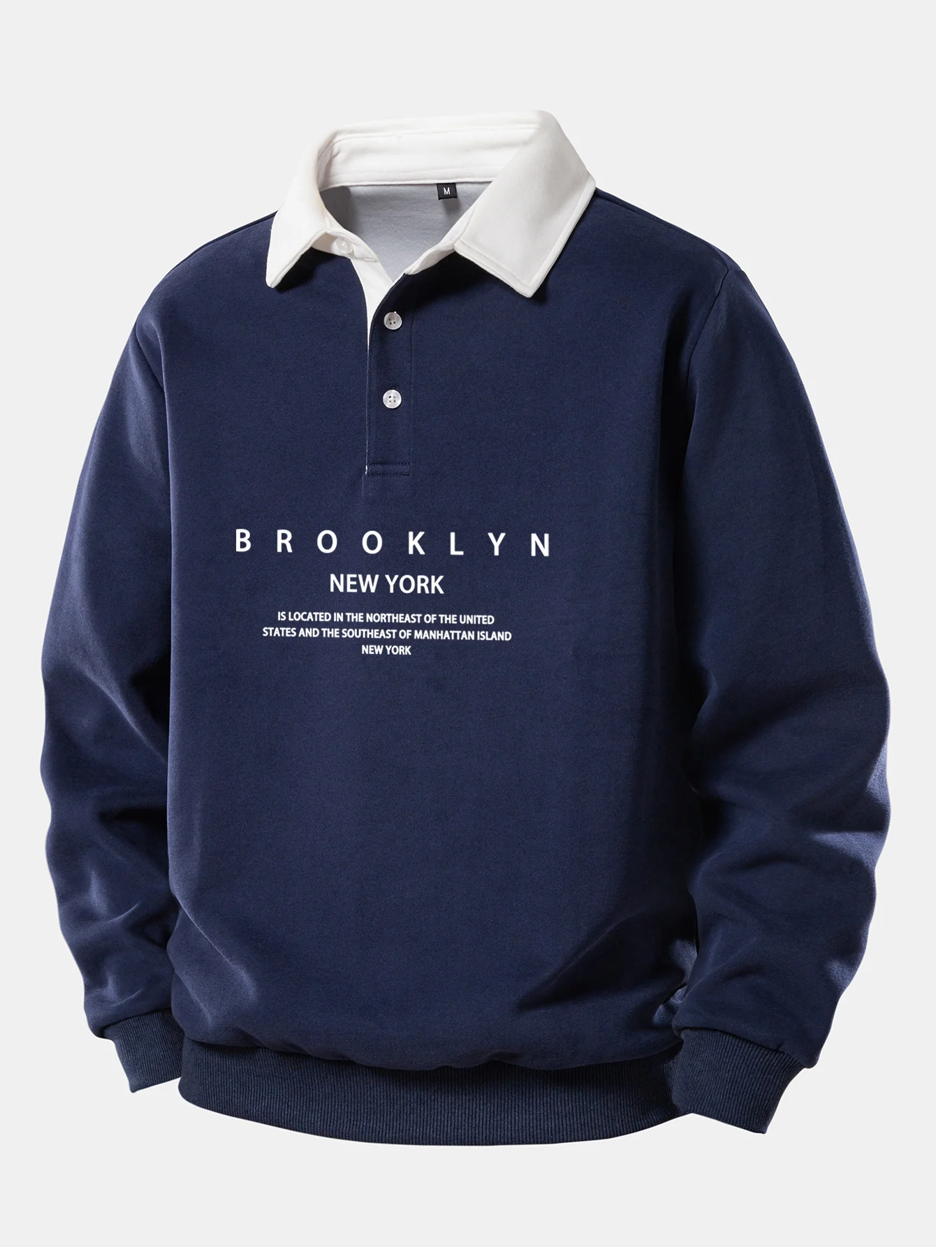 Brooklyn Print Kontrast Poloshirts Kragen Sweatshirt - Image 2