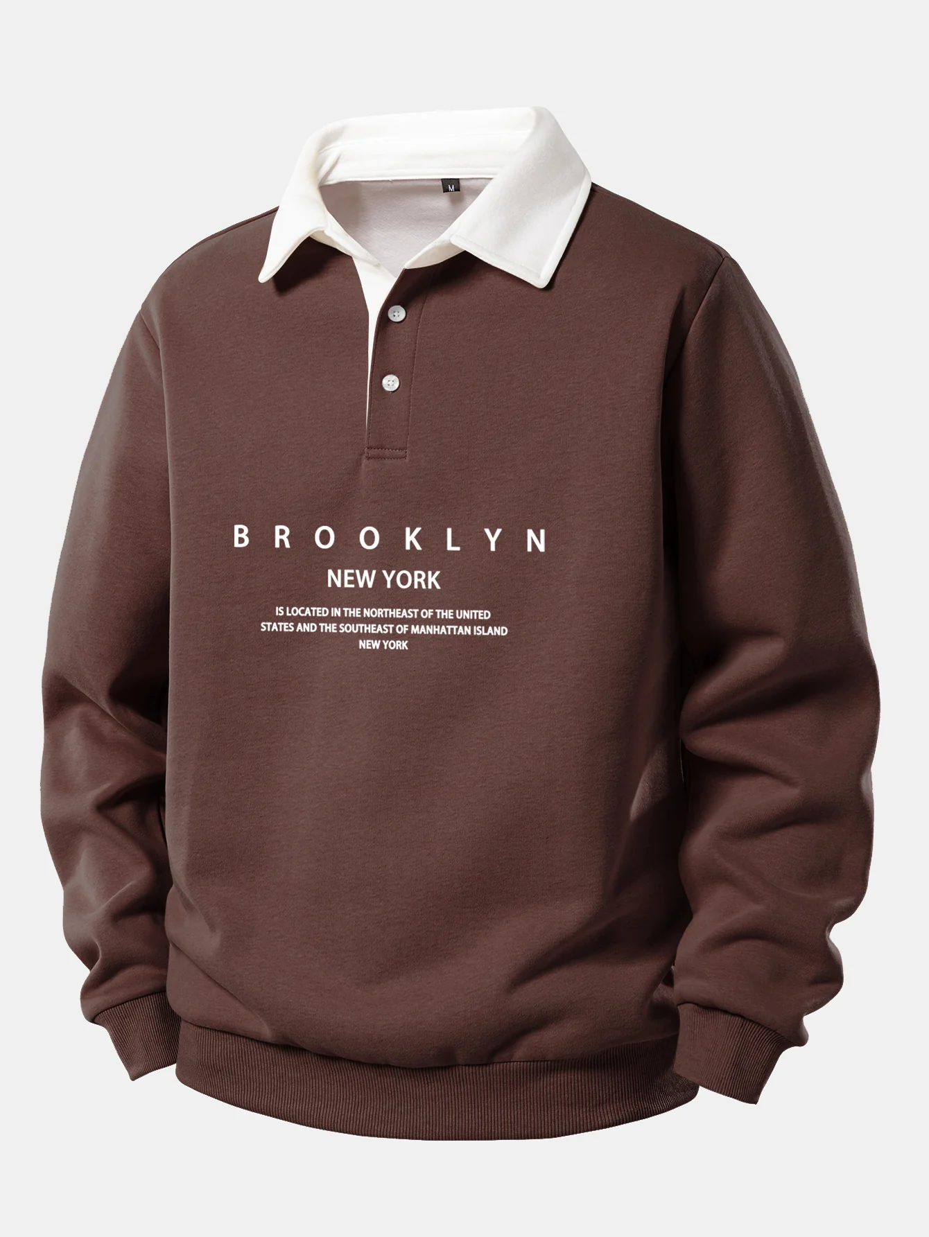 Brooklyn Print Kontrast Poloshirts Kragen Sweatshirt - Image 3