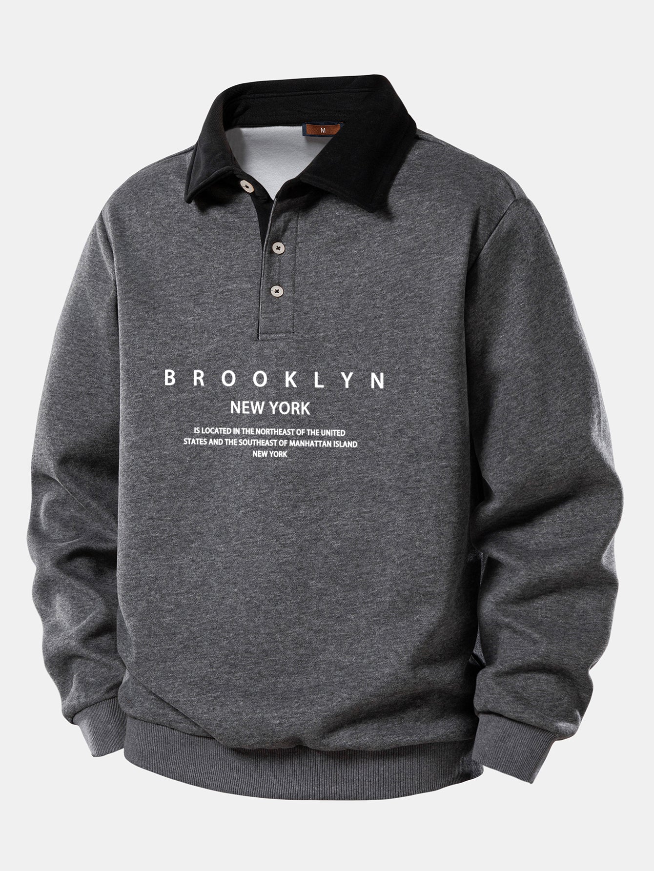 Brooklyn Print Kontrast Poloshirts Kragen Sweatshirt - Image 4