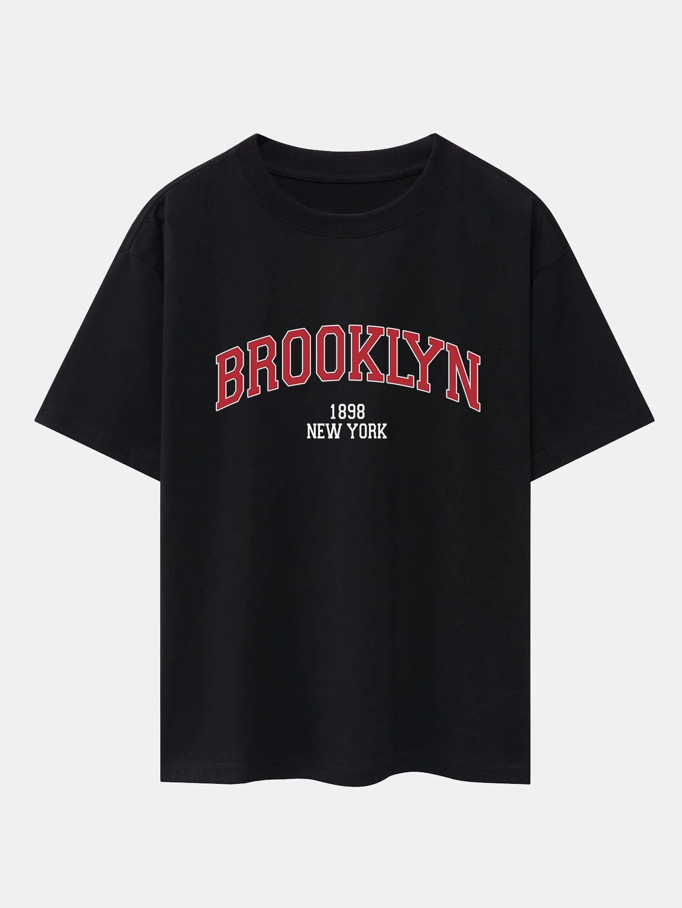 Brooklyn Print Drop Shoulder Oversize T-Shirt & Jersey Shorts - Image 3