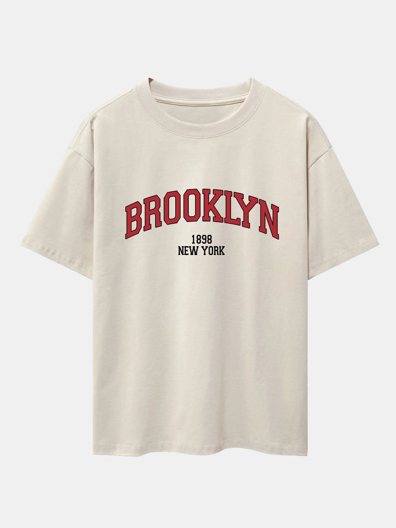 Brooklyn Print Drop Shoulder Oversize T-Shirt & Jersey Shorts - Image 4