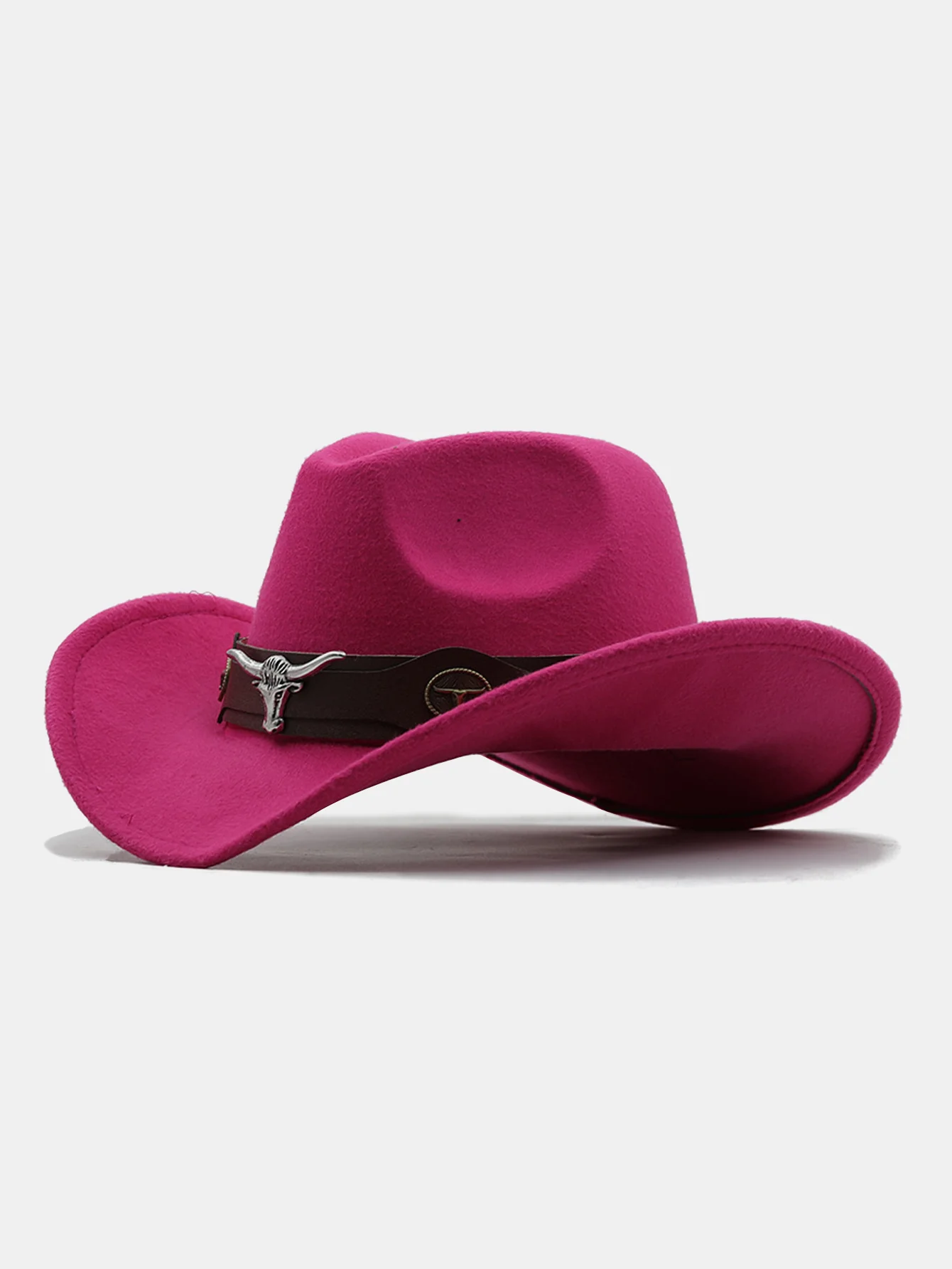 Mit Stier geschmückter Boho-Filz-Cowboyhut - Image 10