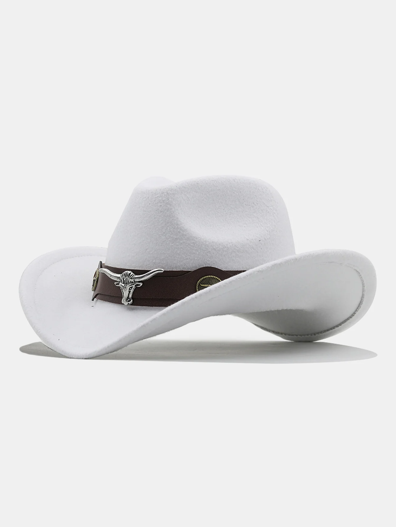 Mit Stier geschmückter Boho-Filz-Cowboyhut - Image 2