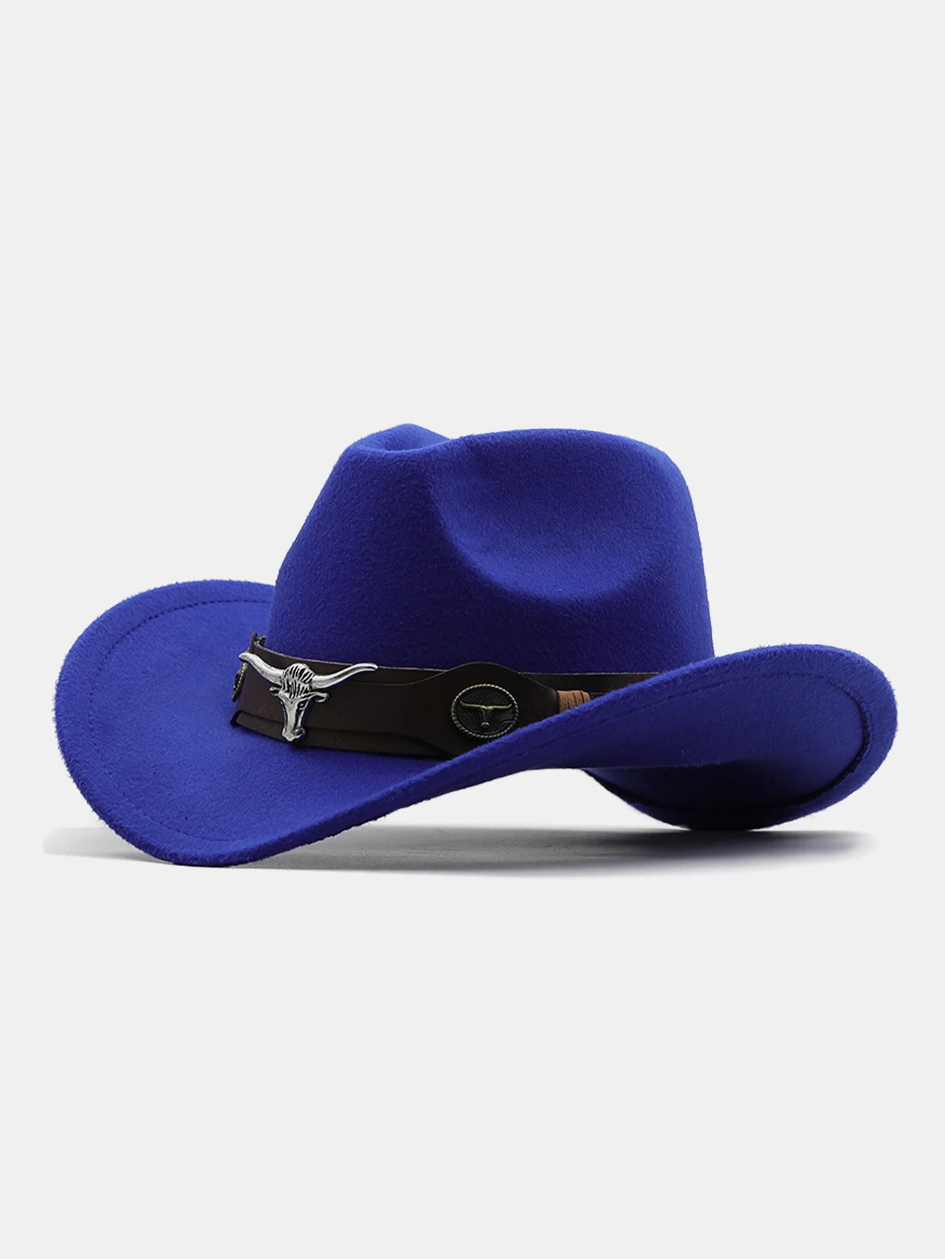 Mit Stier geschmückter Boho-Filz-Cowboyhut - Image 3