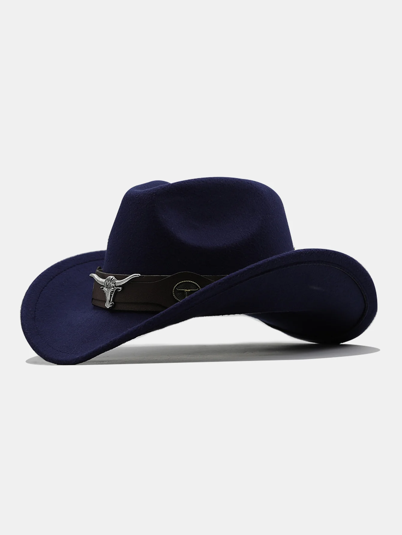 Mit Stier geschmückter Boho-Filz-Cowboyhut - Image 4