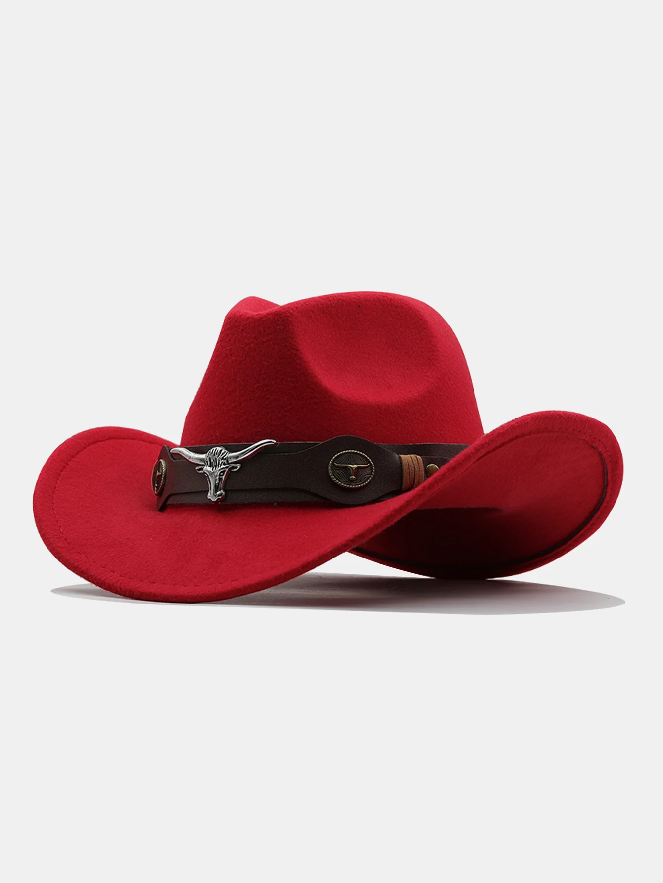 Mit Stier geschmückter Boho-Filz-Cowboyhut - Image 5