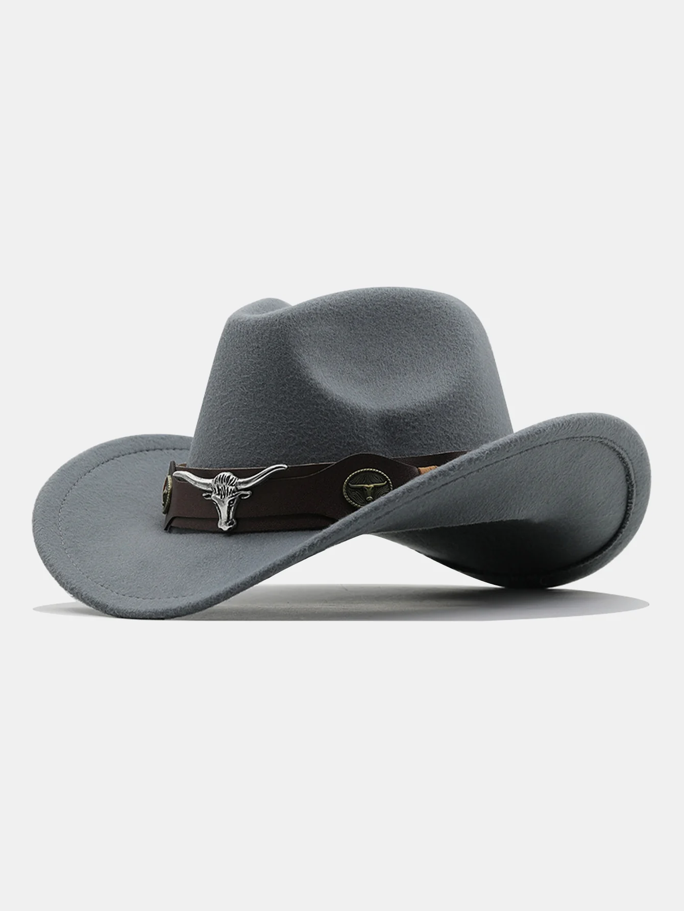 Mit Stier geschmückter Boho-Filz-Cowboyhut - Image 6