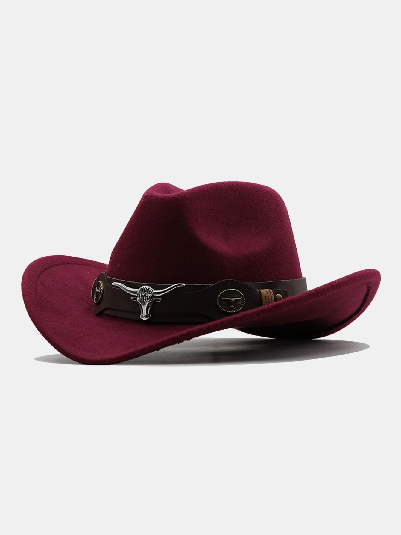 Mit Stier geschmückter Boho-Filz-Cowboyhut - Image 7