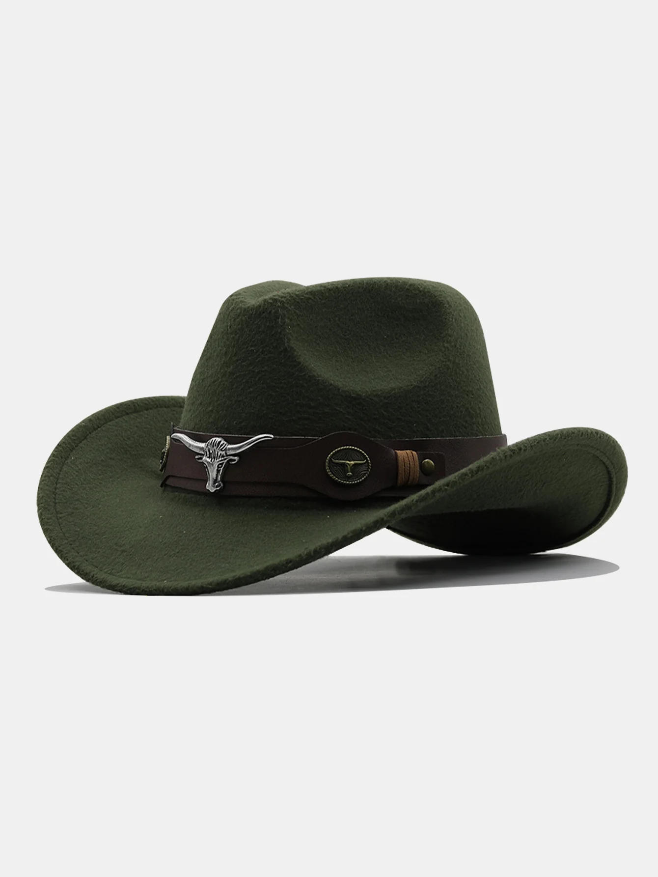 Mit Stier geschmückter Boho-Filz-Cowboyhut - Image 8