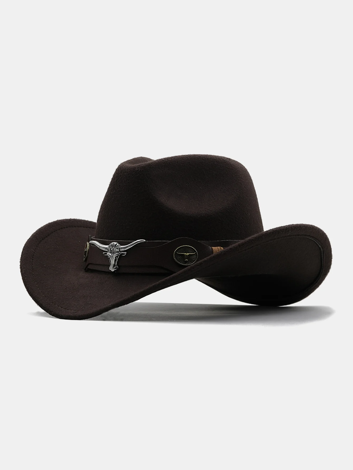 Mit Stier geschmückter Boho-Filz-Cowboyhut - Image 9