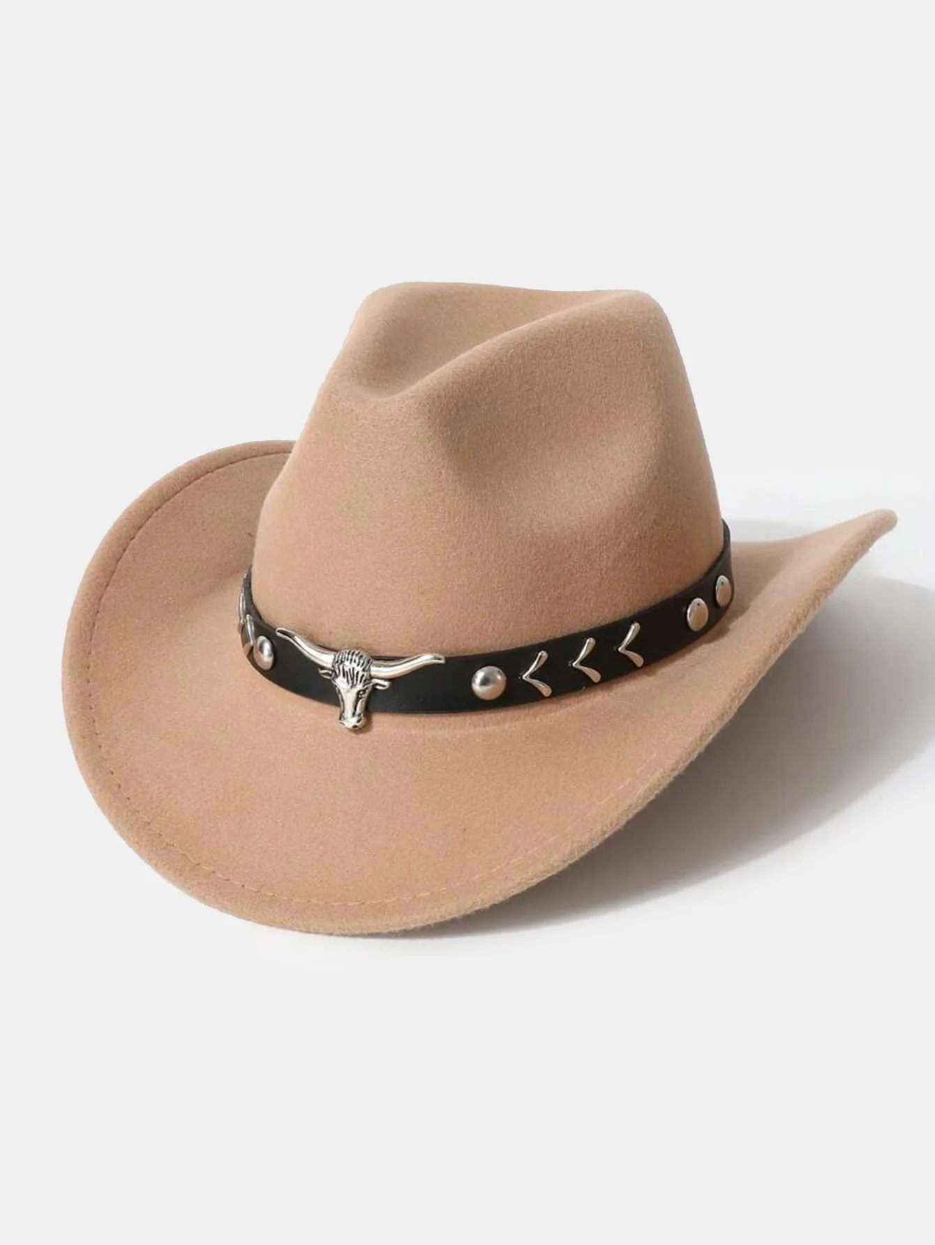 Mit Stier geschmückter Boho-Filz-Cowboyhut - Image 2