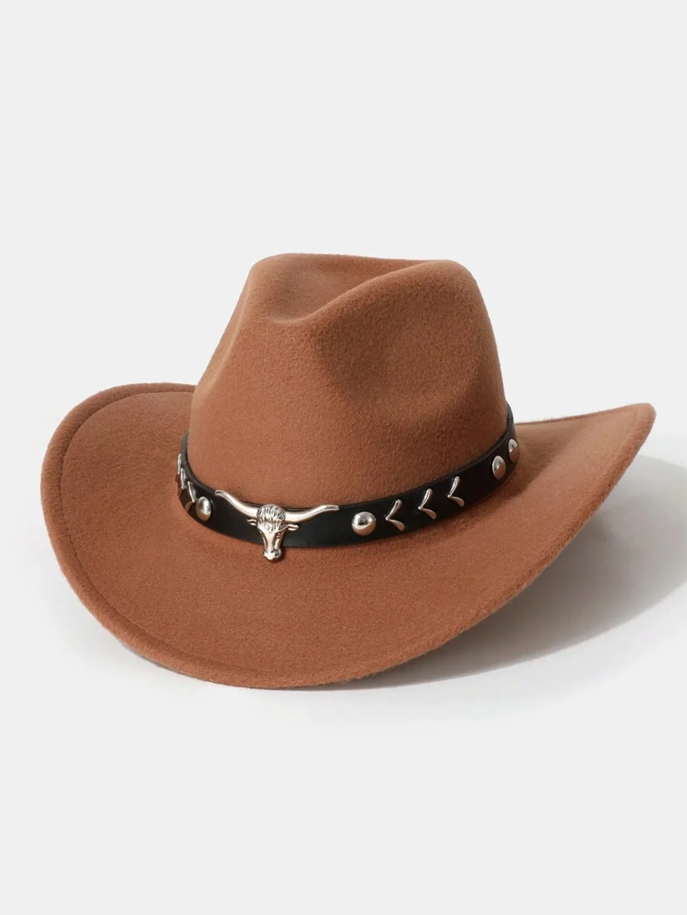 Mit Stier geschmückter Boho-Filz-Cowboyhut - Image 3
