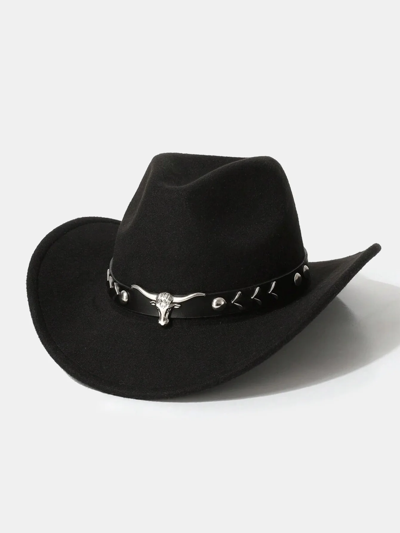Mit Stier geschmückter Boho-Filz-Cowboyhut - Image 4