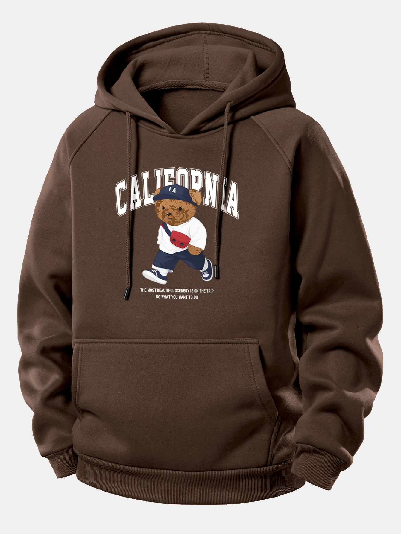 California Bear Print Drawstring Hoodie - Image 10