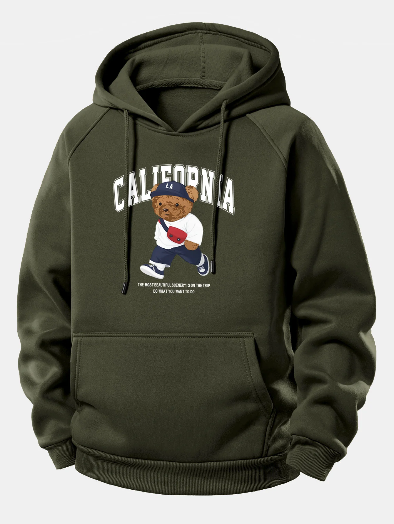 California Bear Print Drawstring Hoodie - Image 11