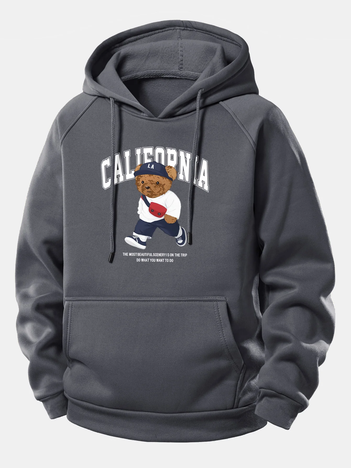 California Bear Print Drawstring Hoodie - Image 12