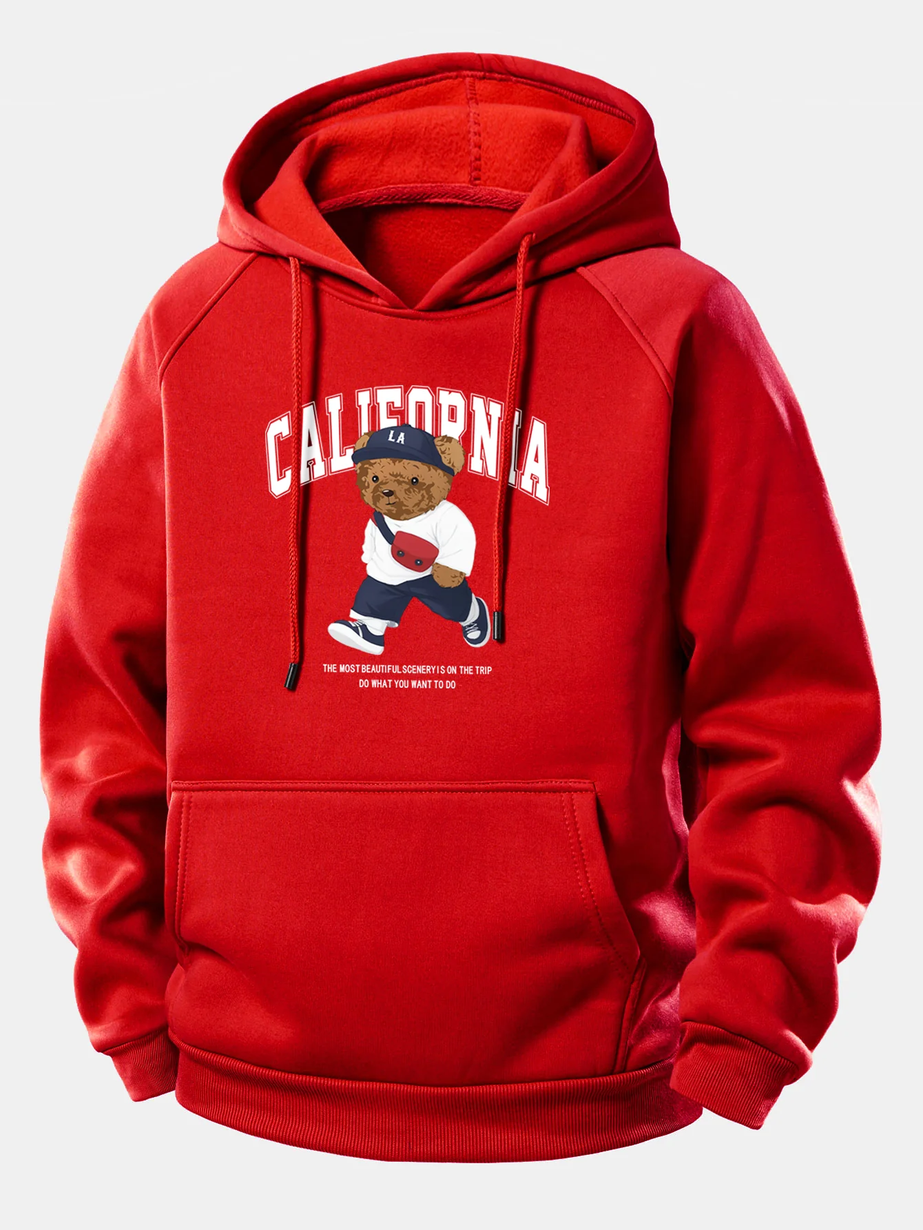 California Bear Print Drawstring Hoodie - Image 13