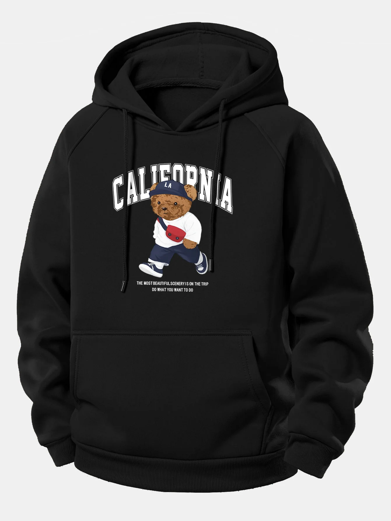 California Bear Print Drawstring Hoodie - Image 2