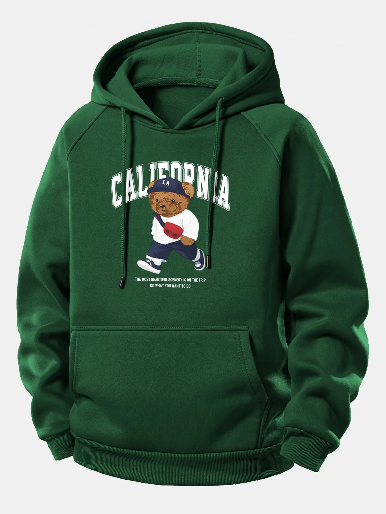 California Bear Print Drawstring Hoodie - Image 3