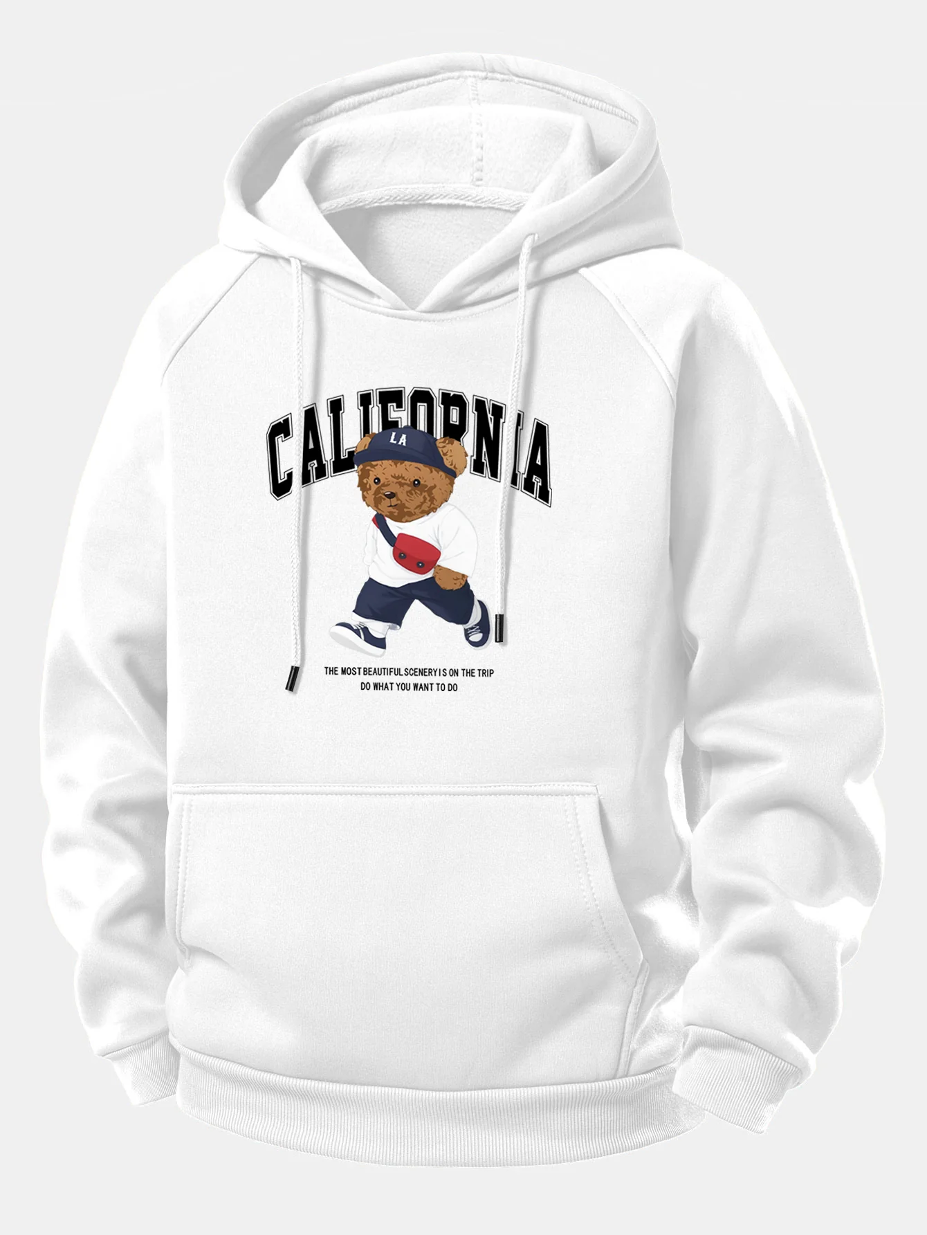 California Bear Print Drawstring Hoodie - Image 4