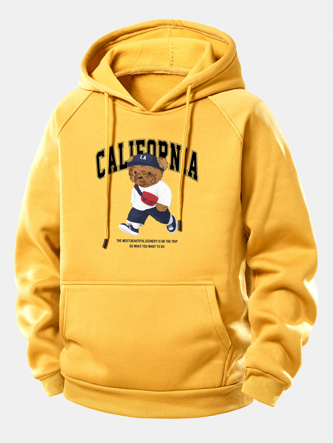 California Bear Print Drawstring Hoodie - Image 6