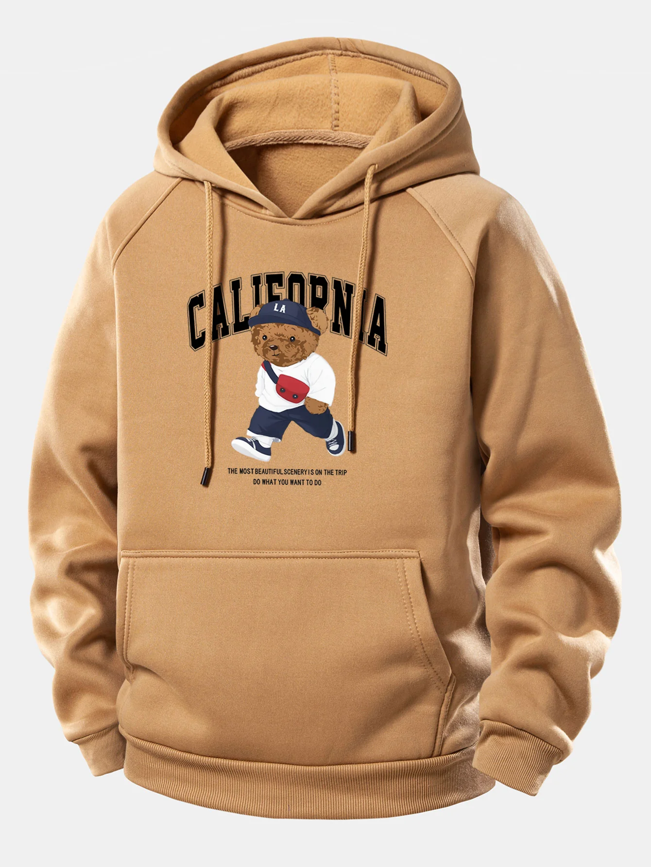 California Bear Print Drawstring Hoodie - Image 7