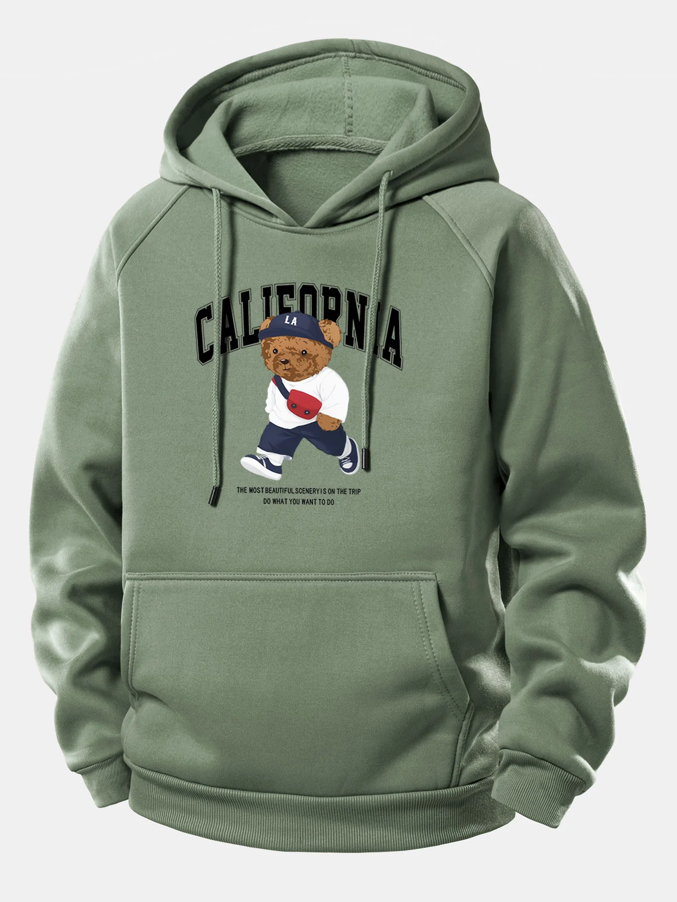 California Bear Print Drawstring Hoodie - Image 8