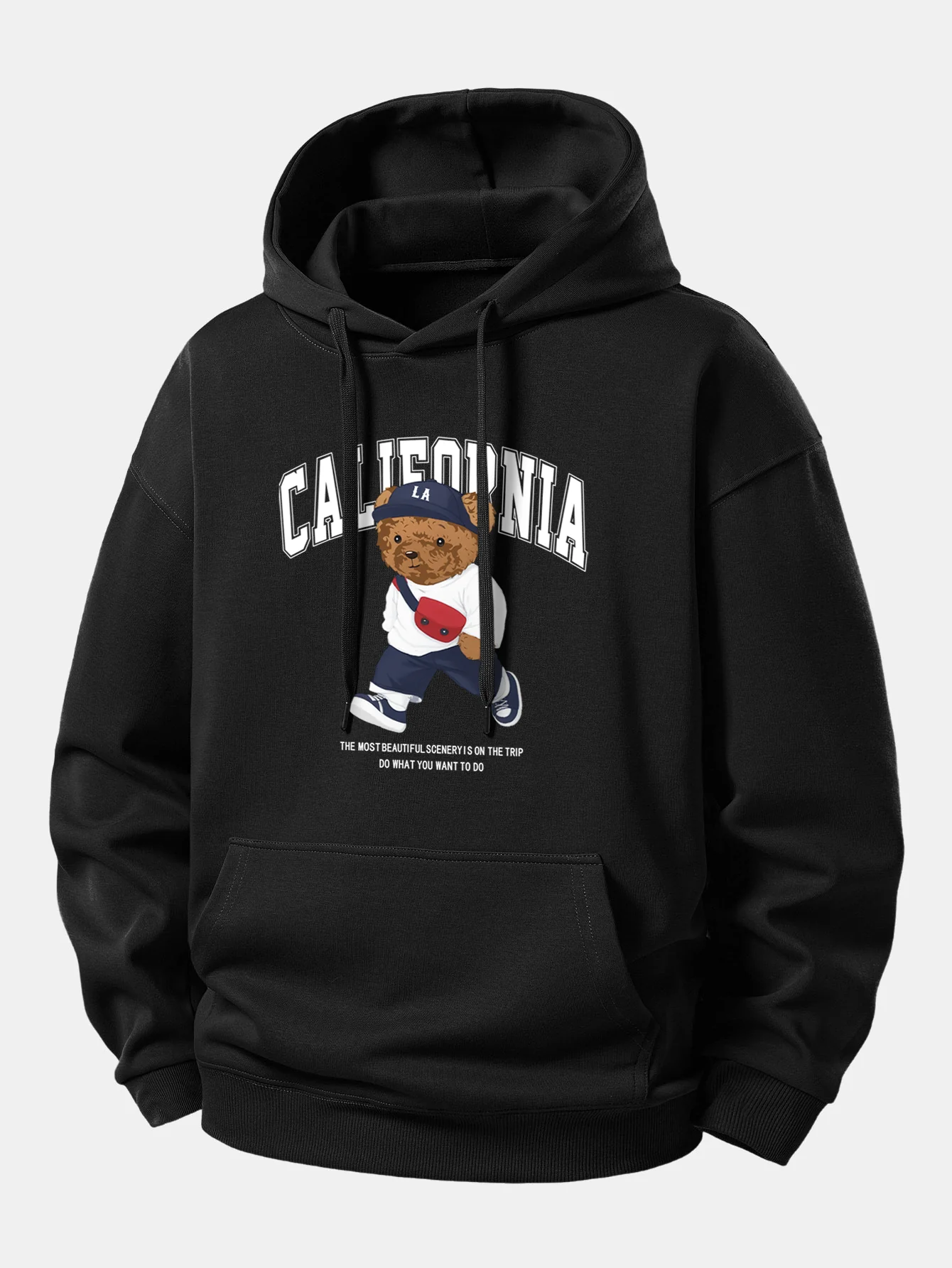 California Bear Print Relax Fit Hoodie - Image 3