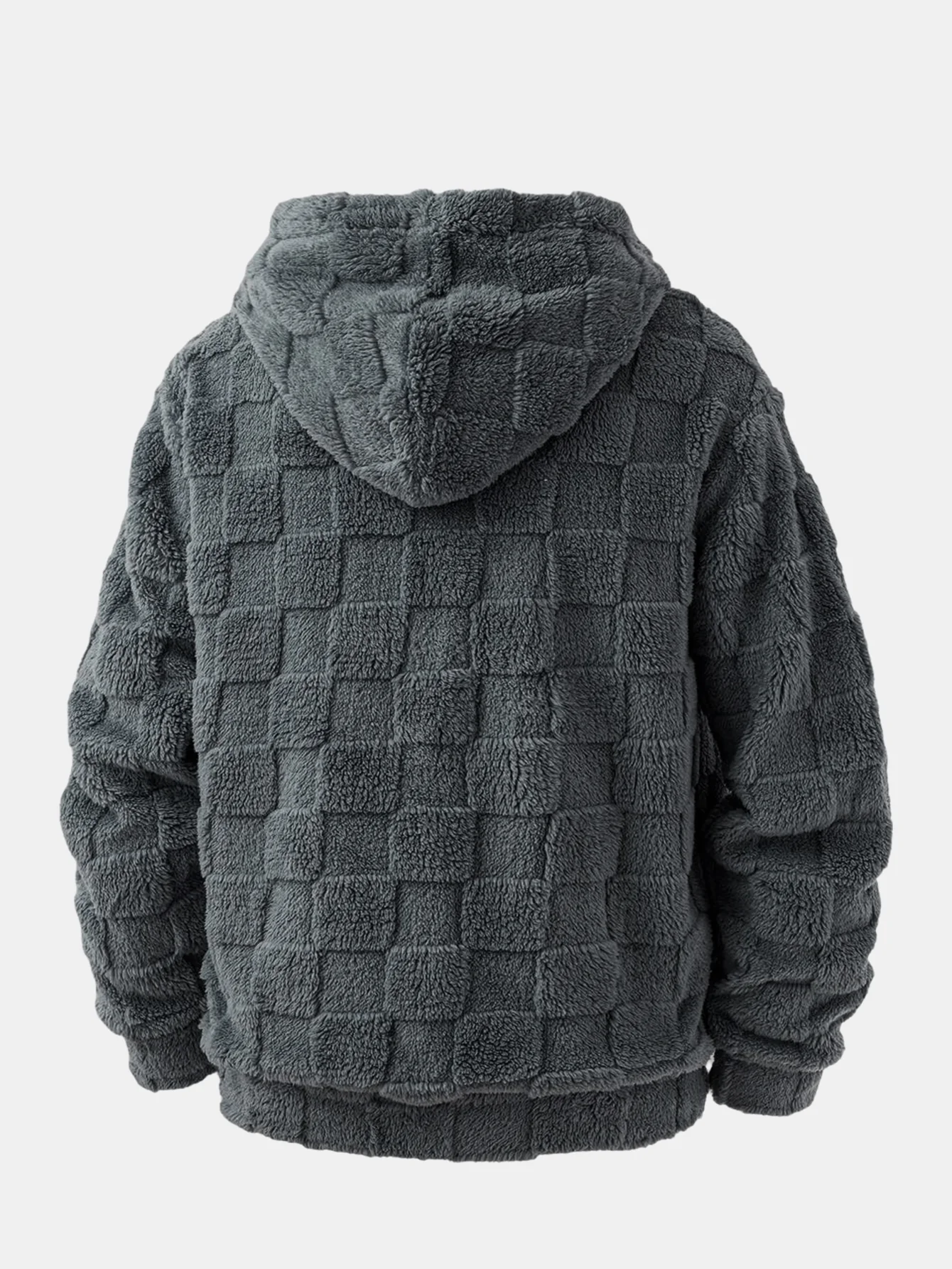 Kalifornien bestickter Teddy-Kapuzenpullover mit Schachbrettmuster - Image 4