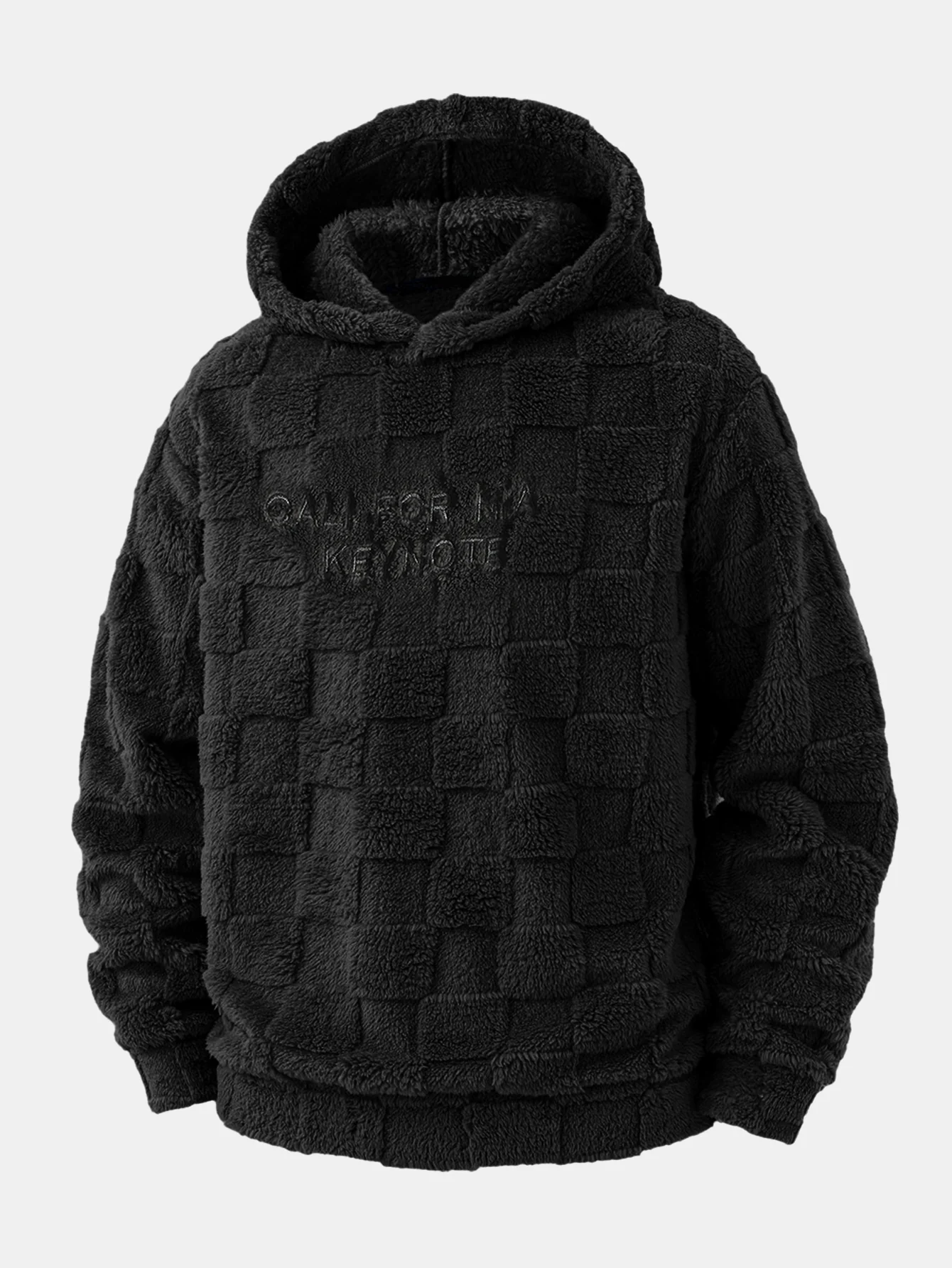 Kalifornien bestickter Teddy-Kapuzenpullover mit Schachbrettmuster - Image 5