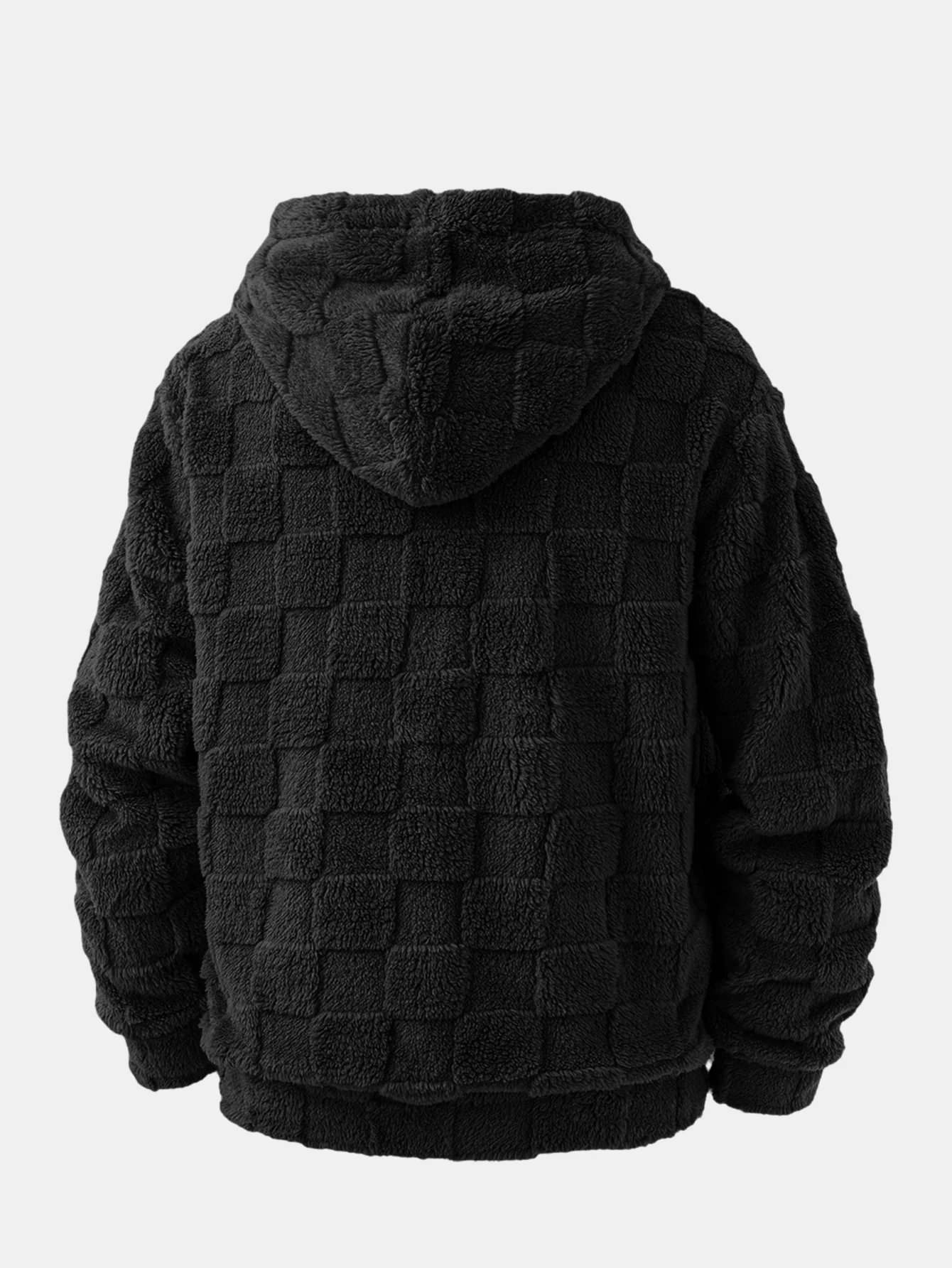 Kalifornien bestickter Teddy-Kapuzenpullover mit Schachbrettmuster - Image 6