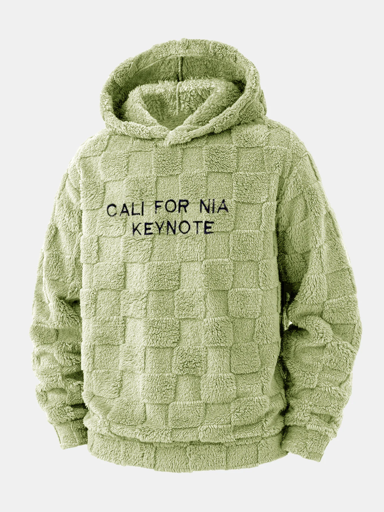 Kalifornien bestickter Teddy-Kapuzenpullover mit Schachbrettmuster - Image 7