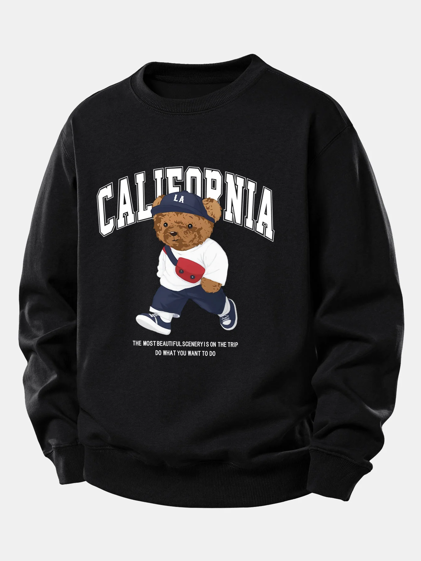 California Mode Bär Druck Locker Sitzendes Sweatshirt - Image 2