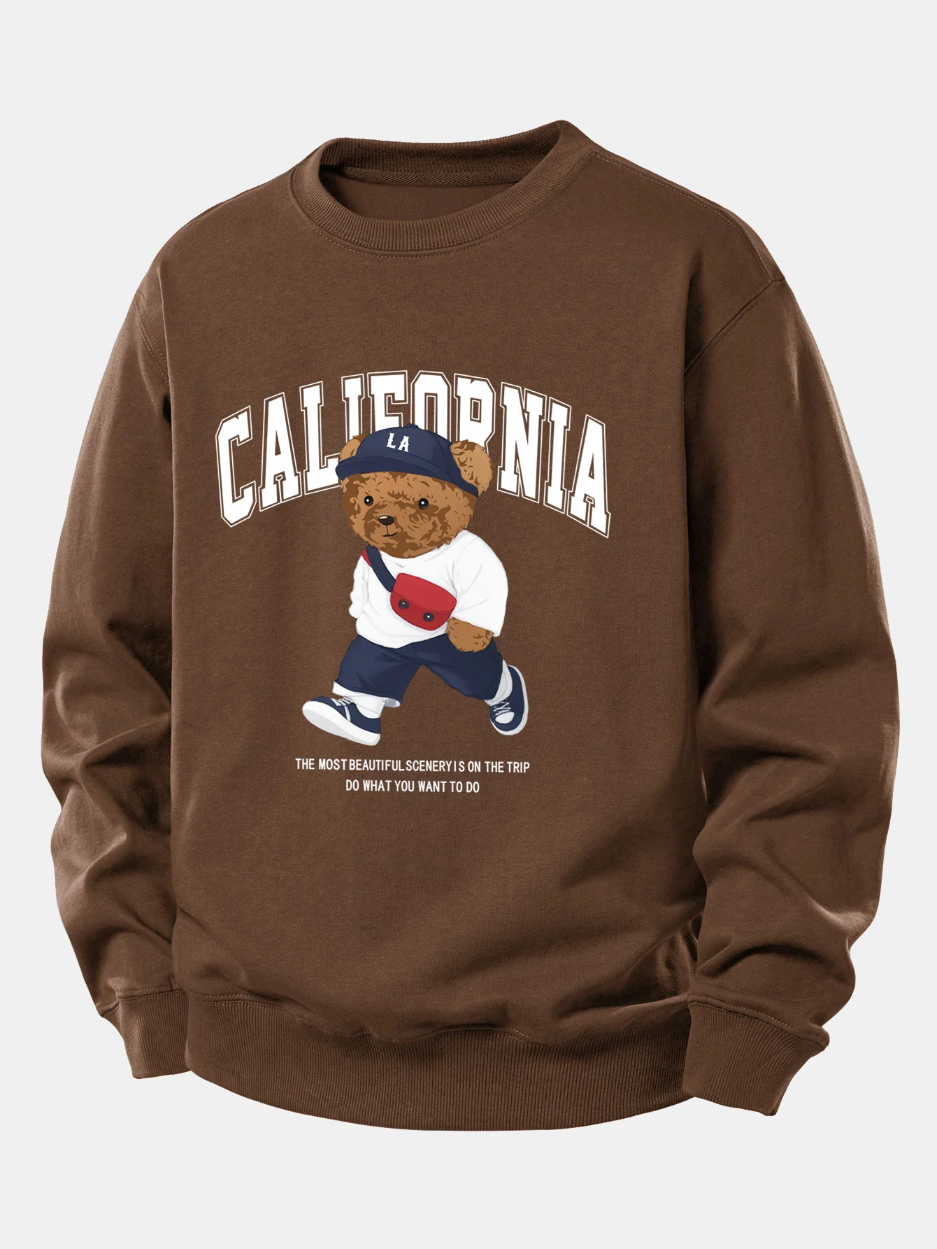 California Mode Bär Druck Locker Sitzendes Sweatshirt - Image 5